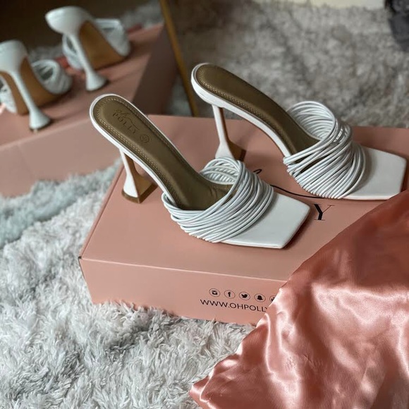 Oh Polly White Mule Heels Size 9 - Picture 2 of 6